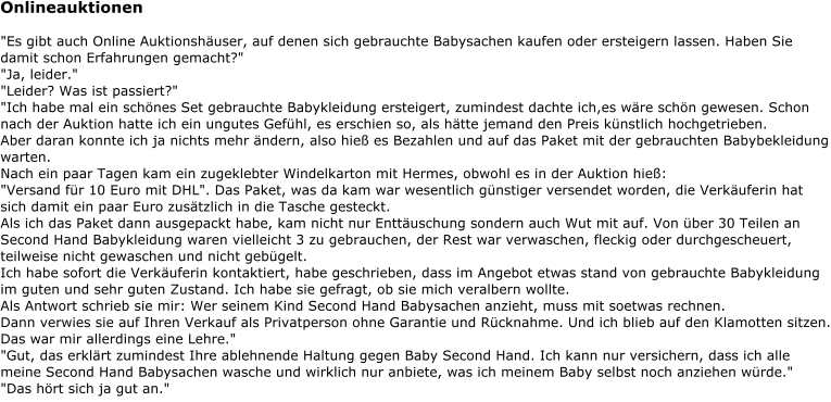 Second Hand Babykleidung in Auktionen